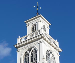 Close up view of Weymouth Town Hall tower
